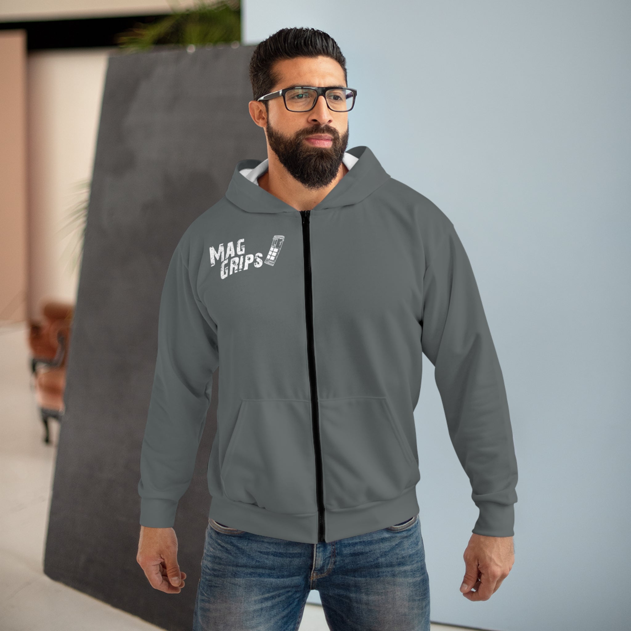 MagGrips Grey Zip Hoodie – MagGrips LLC