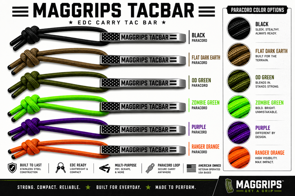MagGrips EDC TacBar with Paracord Lanyard and Bead